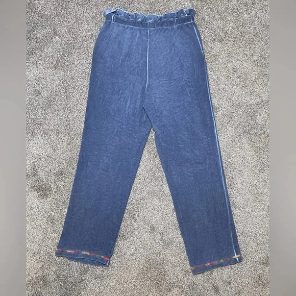 Something Navy Taylor Ruffle Easy Fit Embroidered Boho Lounge Sweatpants Size S - Picture 6 of 8